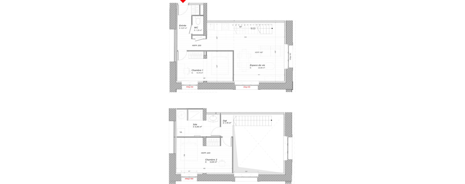 Duplex T3 de 62,46 m2 &agrave; Hayange Centre