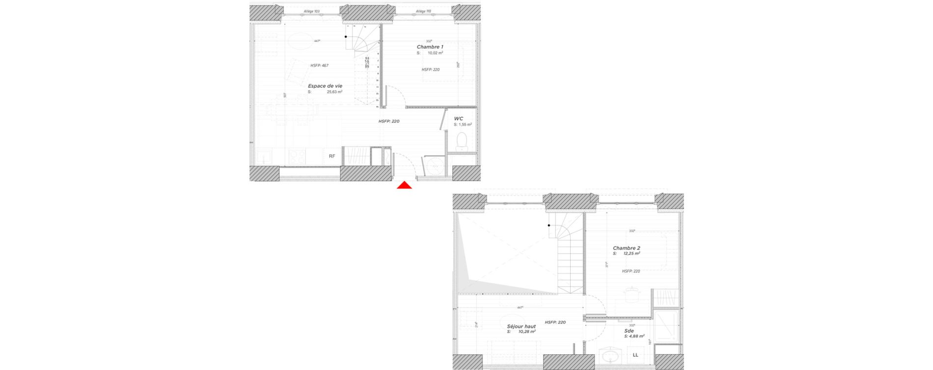 Duplex T3 de 64,61 m2 &agrave; Hayange Centre