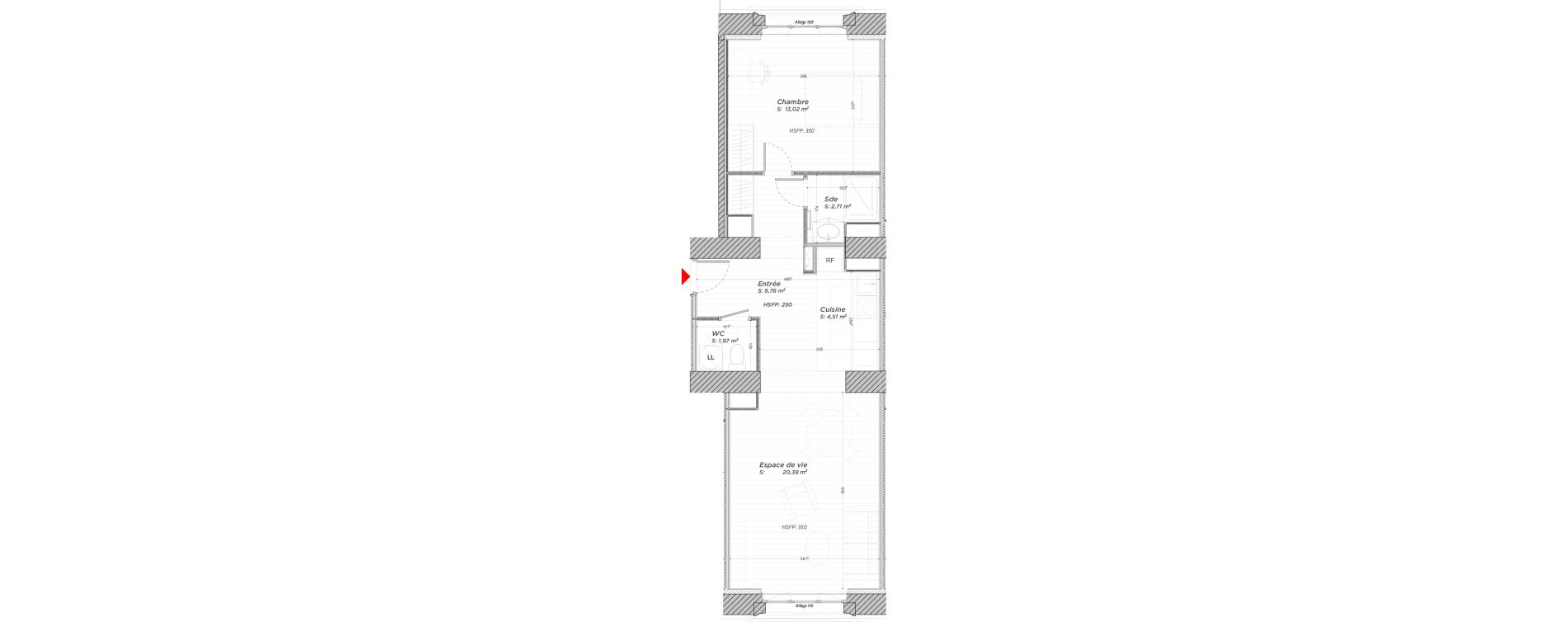Appartement T2 de 52,37 m2 &agrave; Hayange Centre