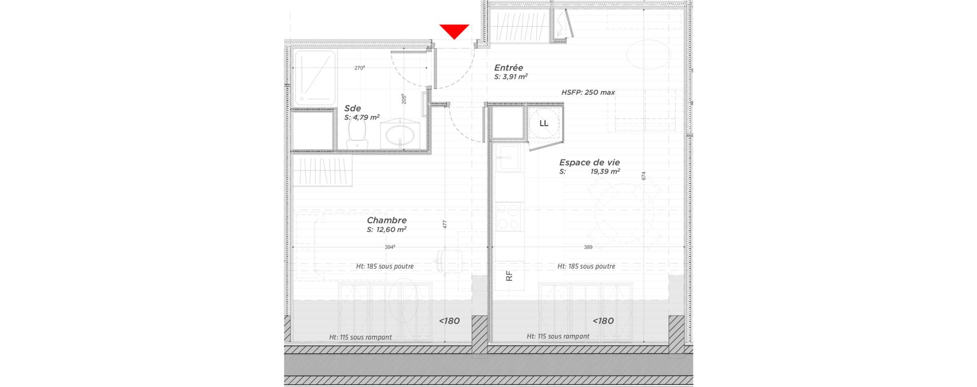Appartement T2 de 40,69 m2 &agrave; Hayange Centre