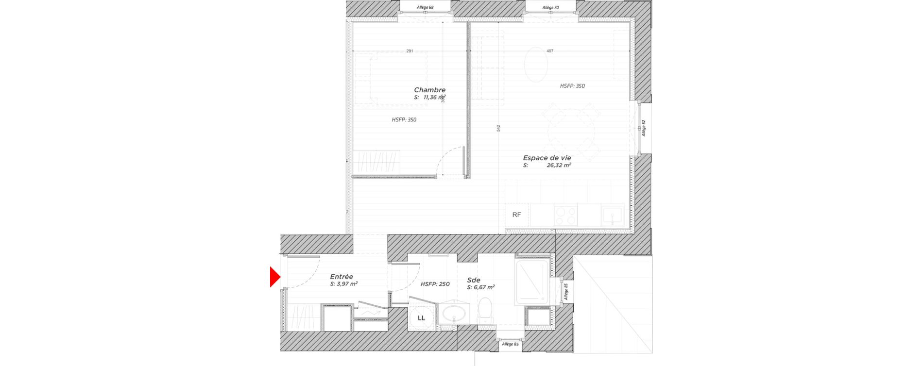 Appartement T2 de 48,32 m2 &agrave; Hayange Centre