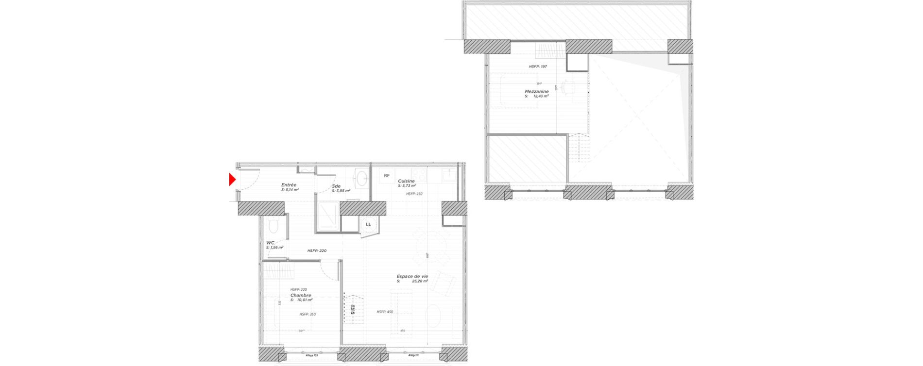 Duplex T2 de 64,00 m2 &agrave; Hayange Centre