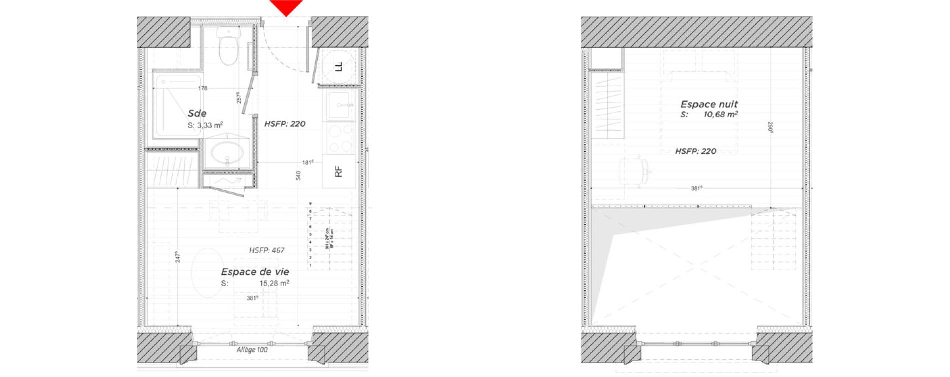 Duplex T1 de 29,29 m2 &agrave; Hayange Centre