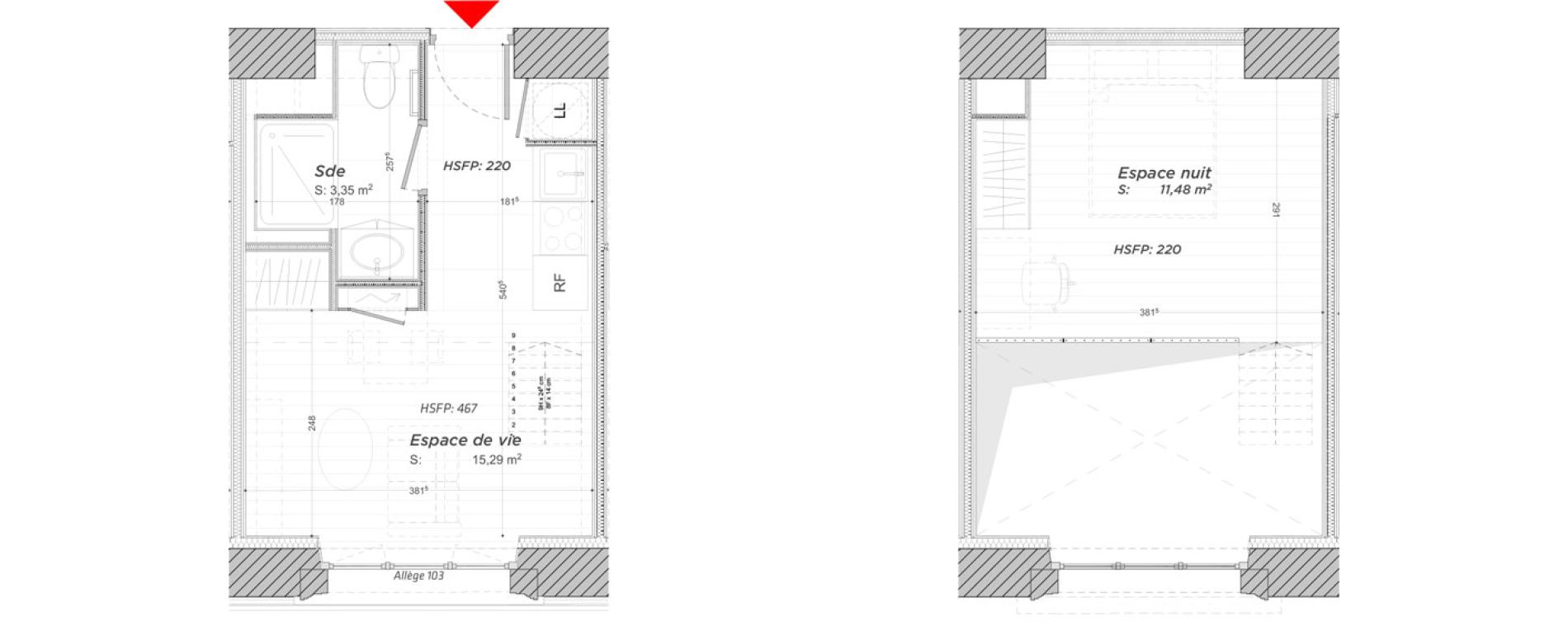Duplex T1 de 30,12 m2 &agrave; Hayange Centre