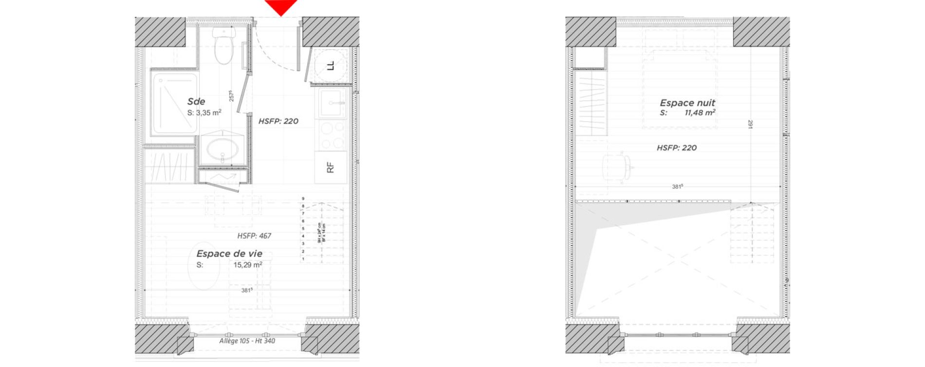 Duplex T1 de 30,12 m2 &agrave; Hayange Centre