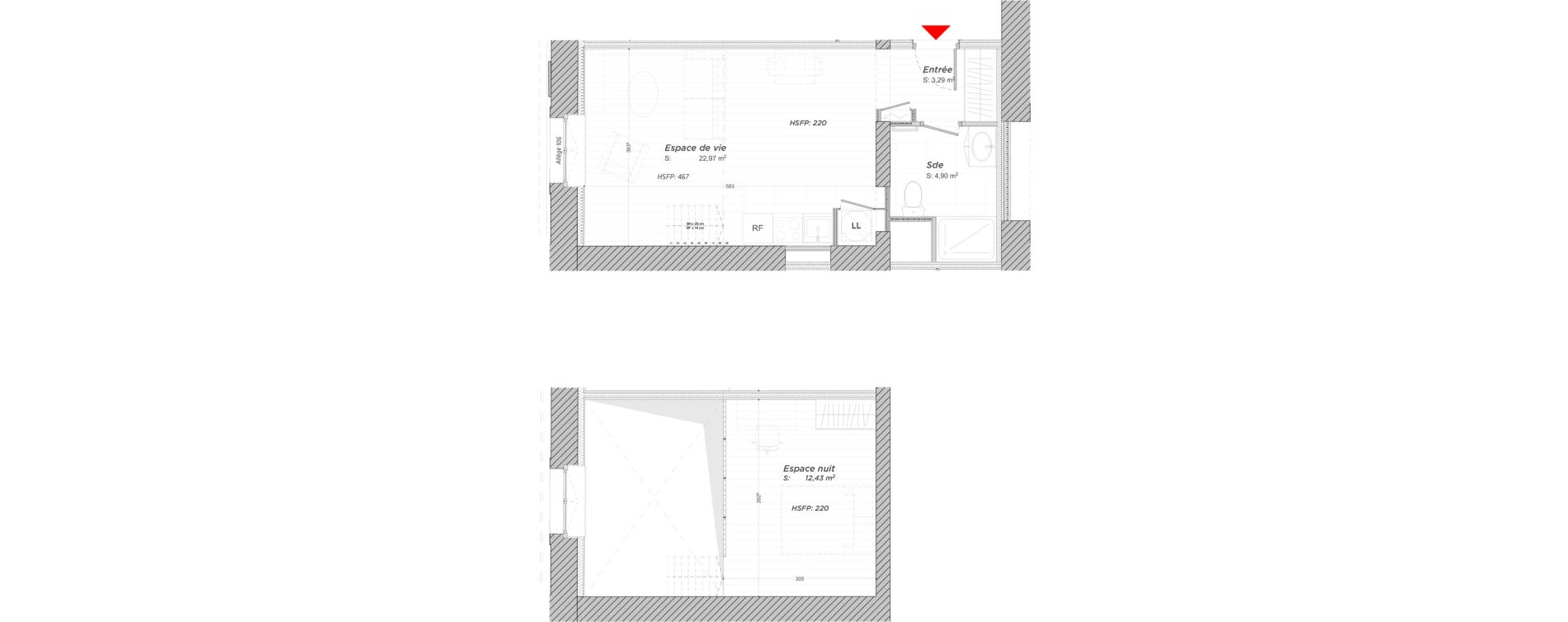 Duplex T2 de 43,59 m2 &agrave; Hayange Centre