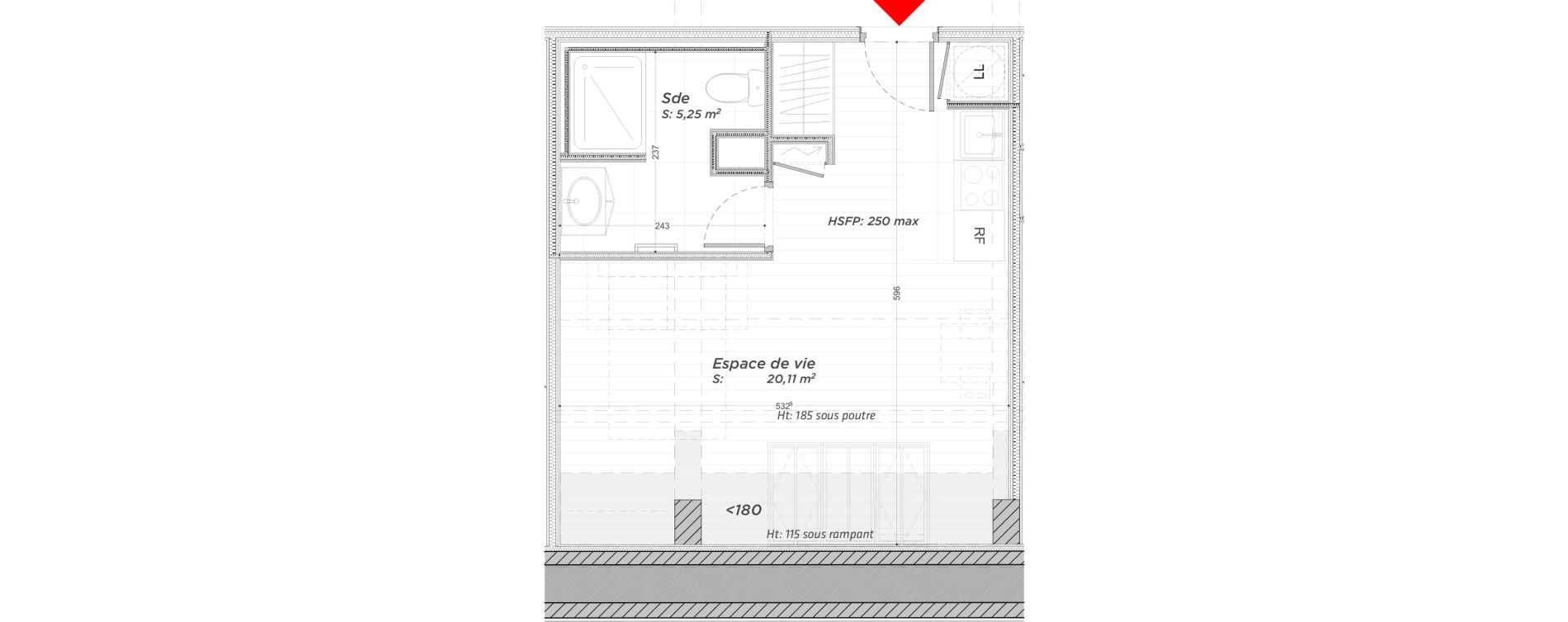Appartement T1 de 25,36 m2 &agrave; Hayange Centre