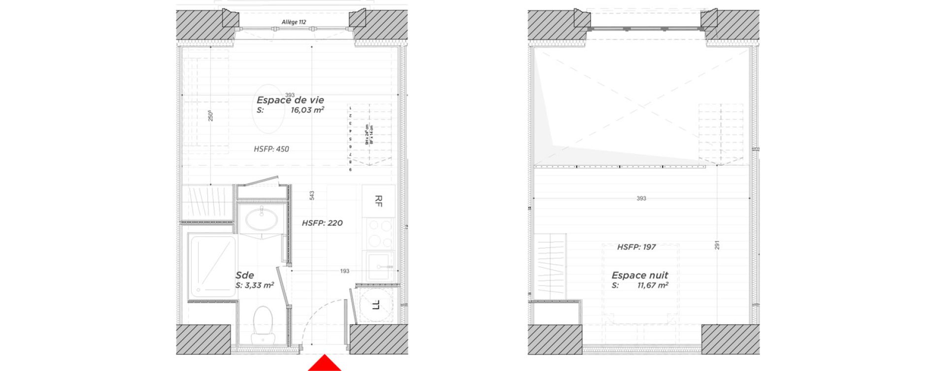 Duplex T2 de 31,03 m2 &agrave; Hayange Centre