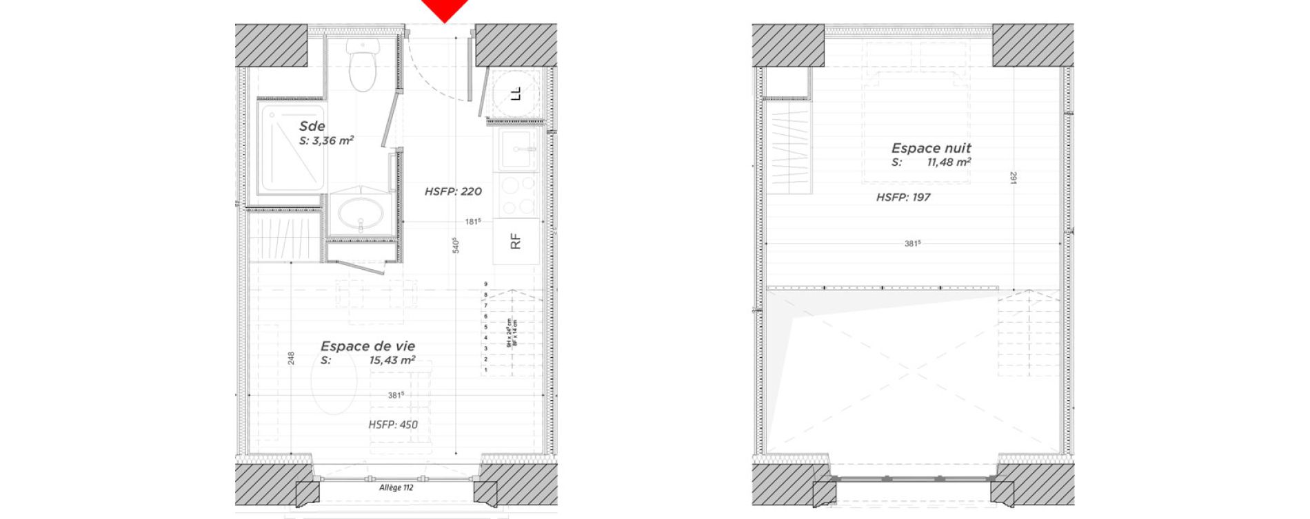 Duplex T2 de 30,27 m2 &agrave; Hayange Centre