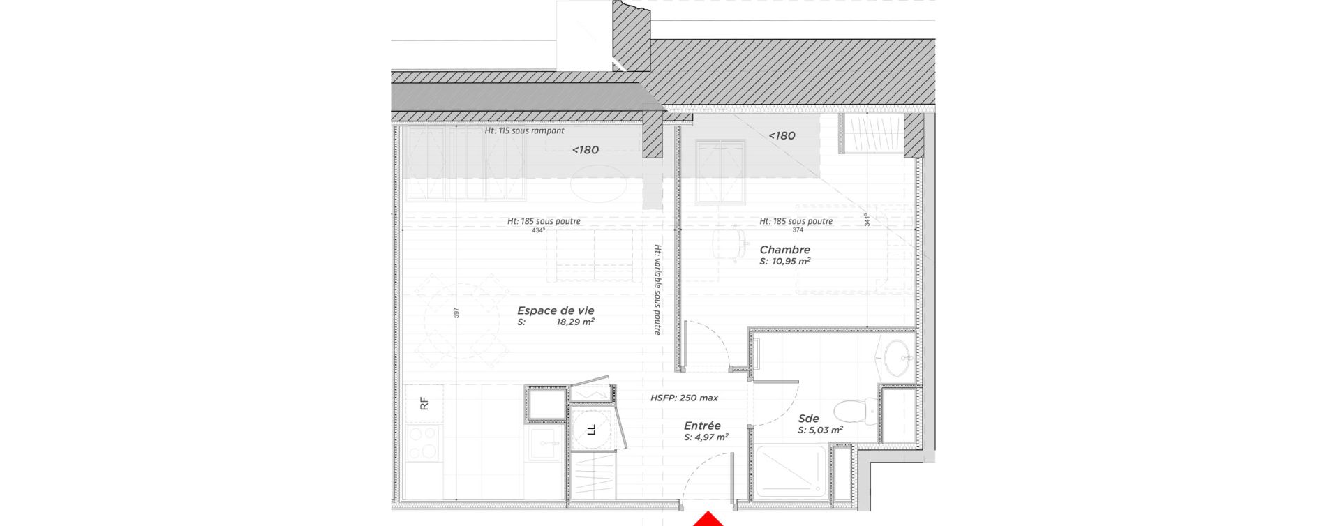 Appartement T2 de 39,24 m2 &agrave; Hayange Centre