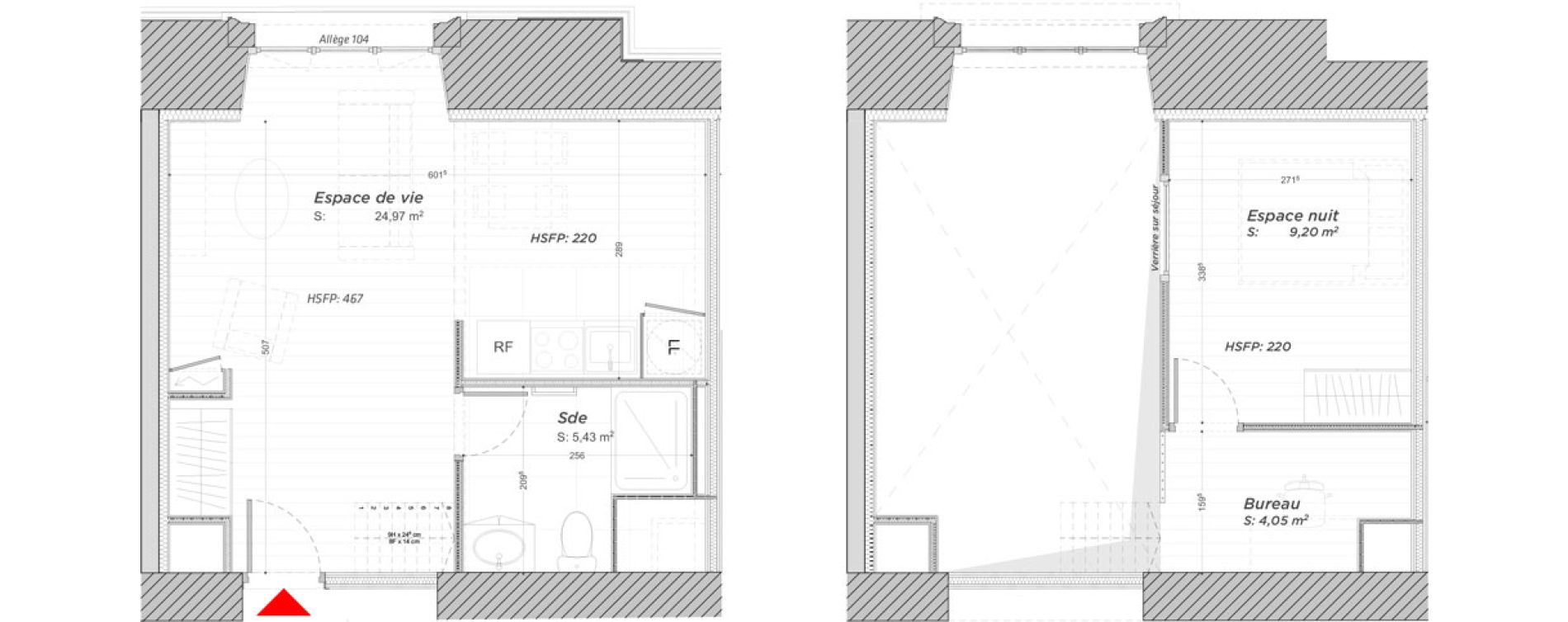 Duplex T2 de 43,65 m2 &agrave; Hayange Centre