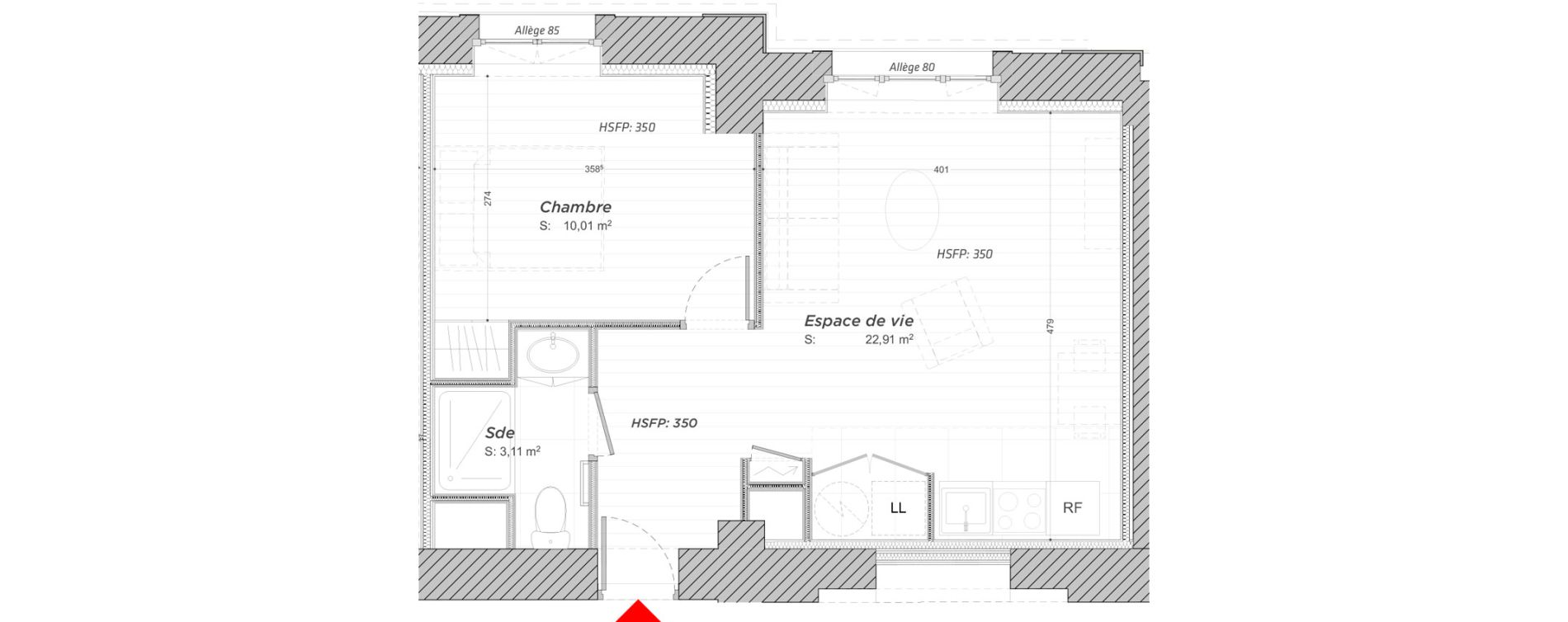 Appartement T2 de 36,03 m2 &agrave; Hayange Centre
