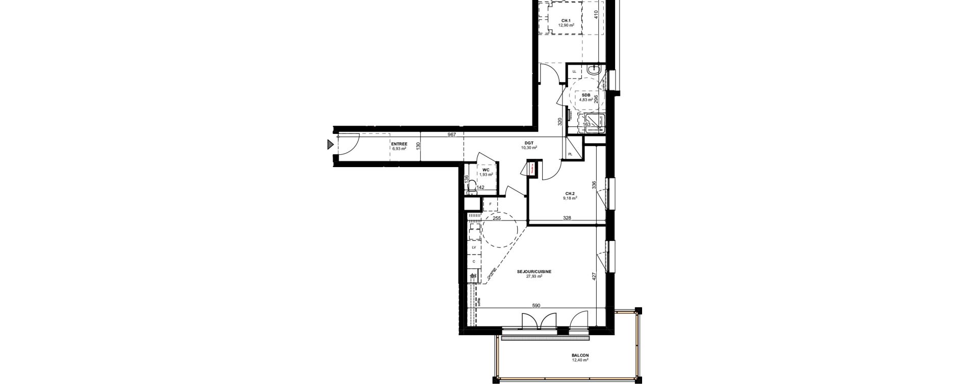 Appartement T3 de 74,00 m2 au Ban-Saint-Martin Le ban st martin