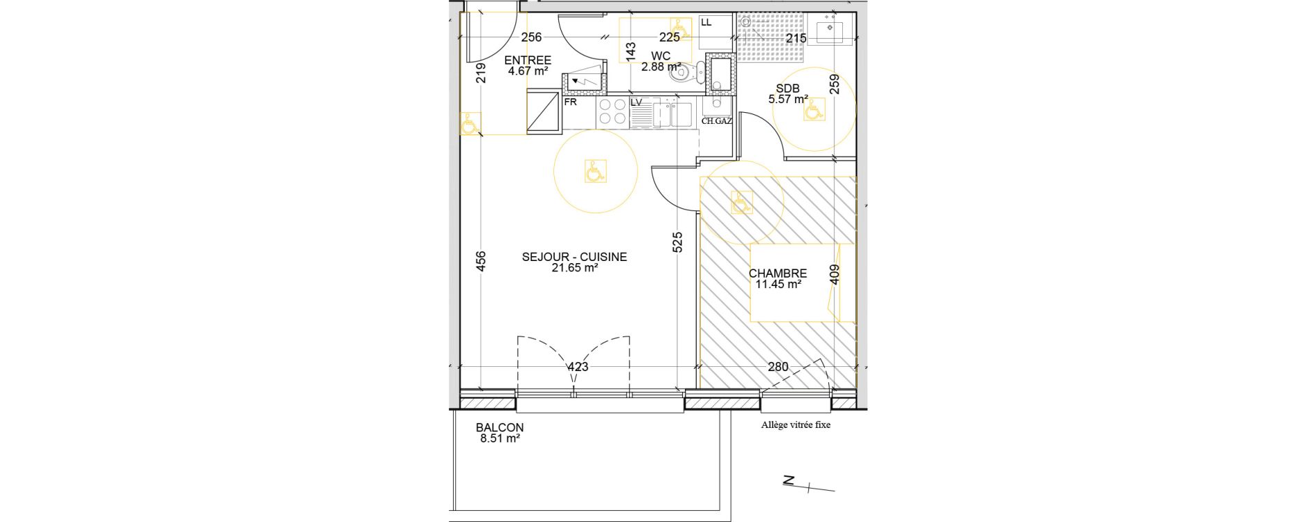 Appartement T2 de 46,22 m2 &agrave; Maizi&egrave;res-L&egrave;s-Metz Centre