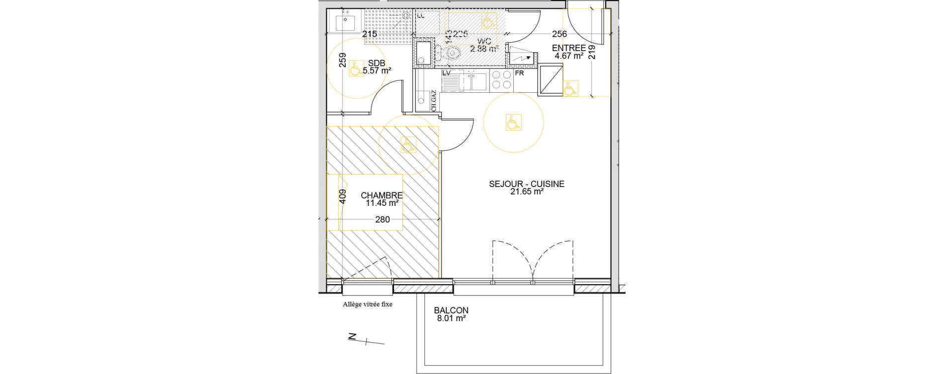 Appartement T2 de 46,22 m2 &agrave; Maizi&egrave;res-L&egrave;s-Metz Centre