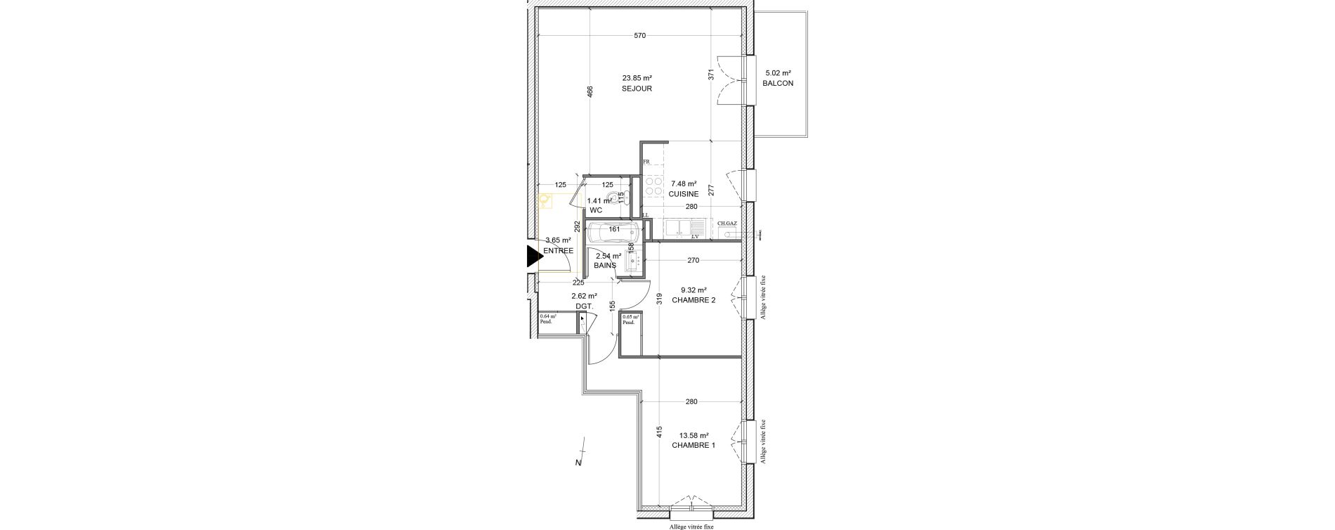 Appartement T3 de 65,74 m2 &agrave; Maizi&egrave;res-L&egrave;s-Metz Centre