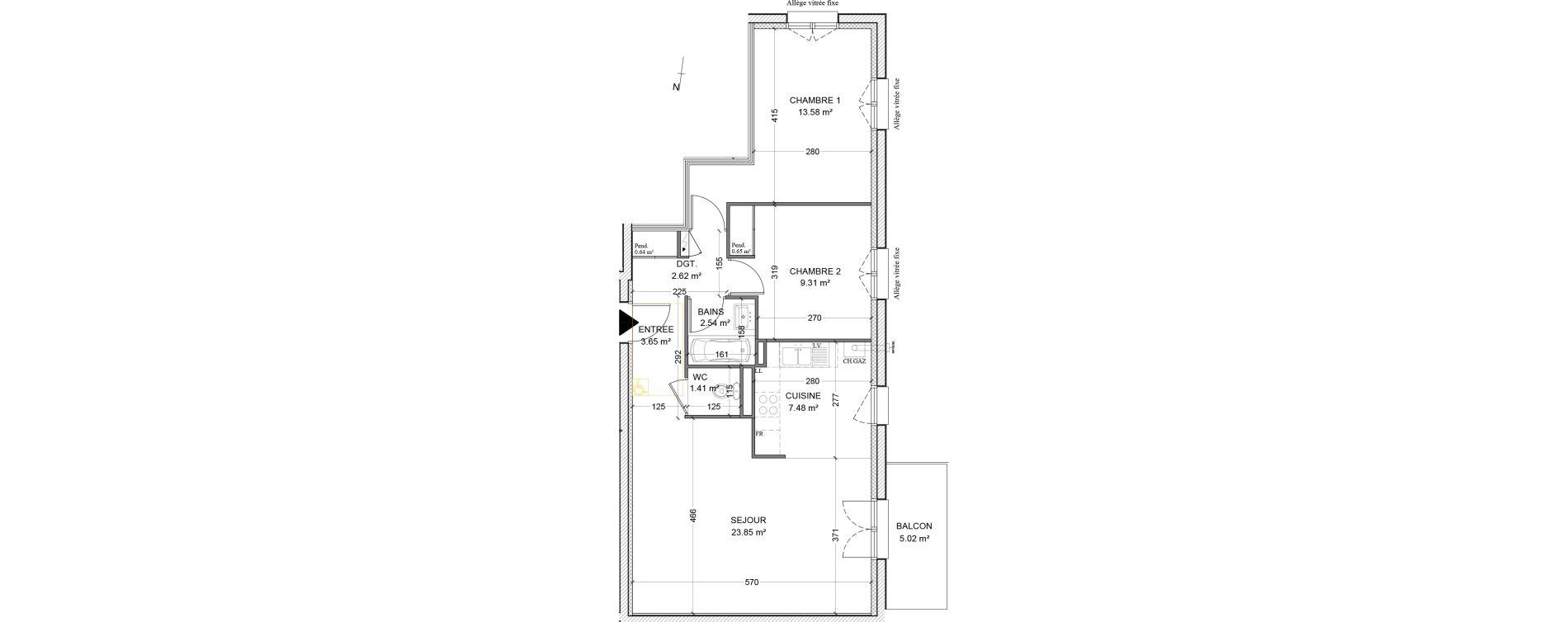 Appartement T3 de 65,74 m2 &agrave; Maizi&egrave;res-L&egrave;s-Metz Centre