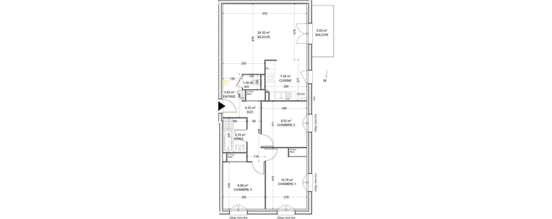 Appartement T4 de 76,88 m2 &agrave; Maizi&egrave;res-L&egrave;s-Metz Centre