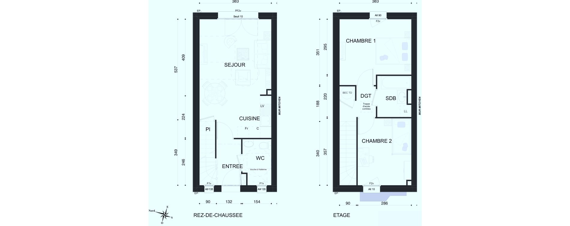 Maison T3 de 60,58 m2 &agrave; Marly Centre