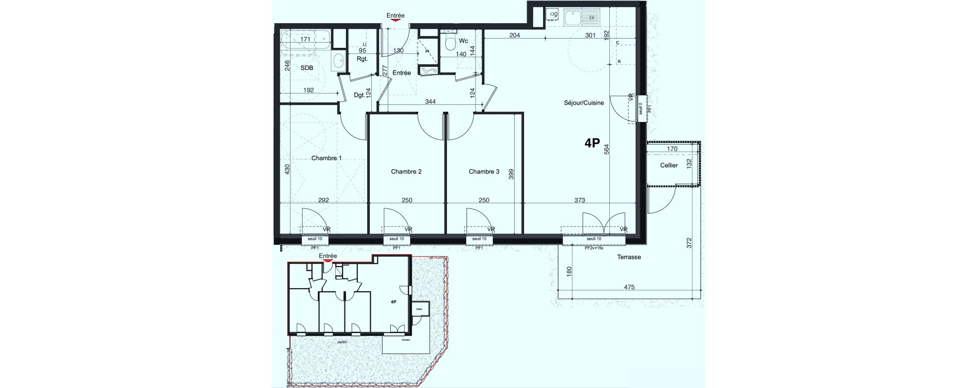 Appartement T4 de 80,10 m2 &agrave; Marly Centre