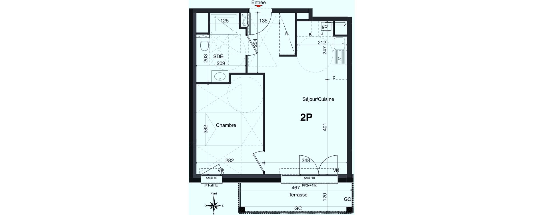 Appartement T2 de 40,82 m2 &agrave; Marly Centre