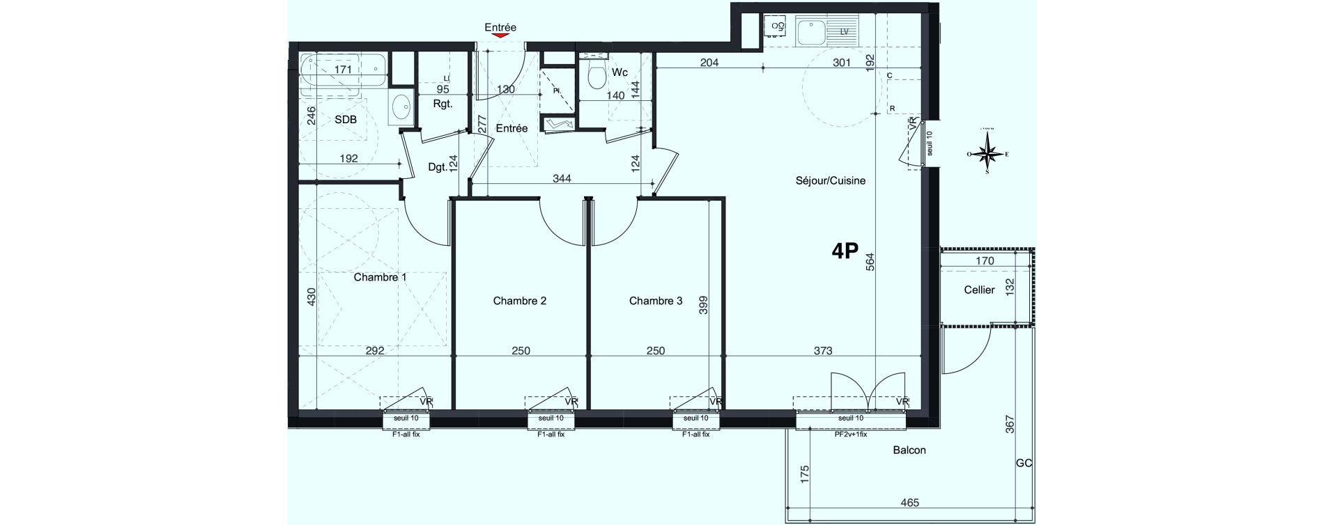 Appartement T4 de 80,10 m2 &agrave; Marly Centre