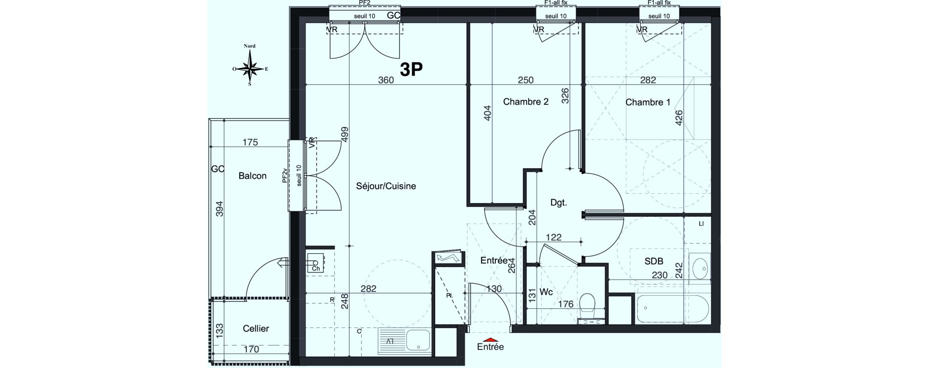 Appartement T3 de 60,88 m2 &agrave; Marly Centre