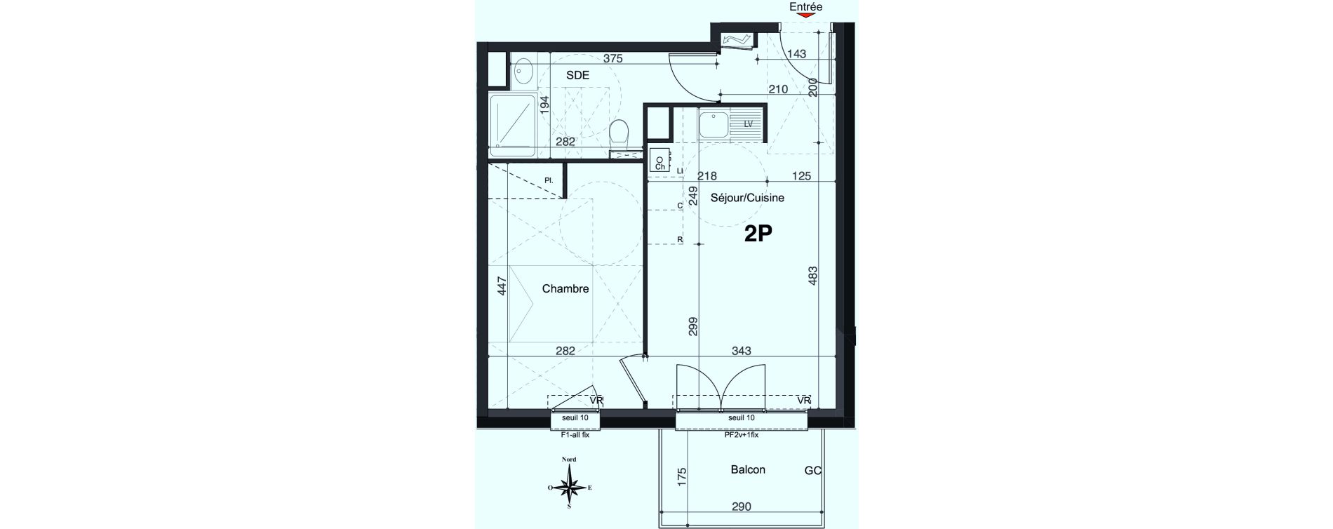 Appartement T2 de 40,03 m2 &agrave; Marly Centre