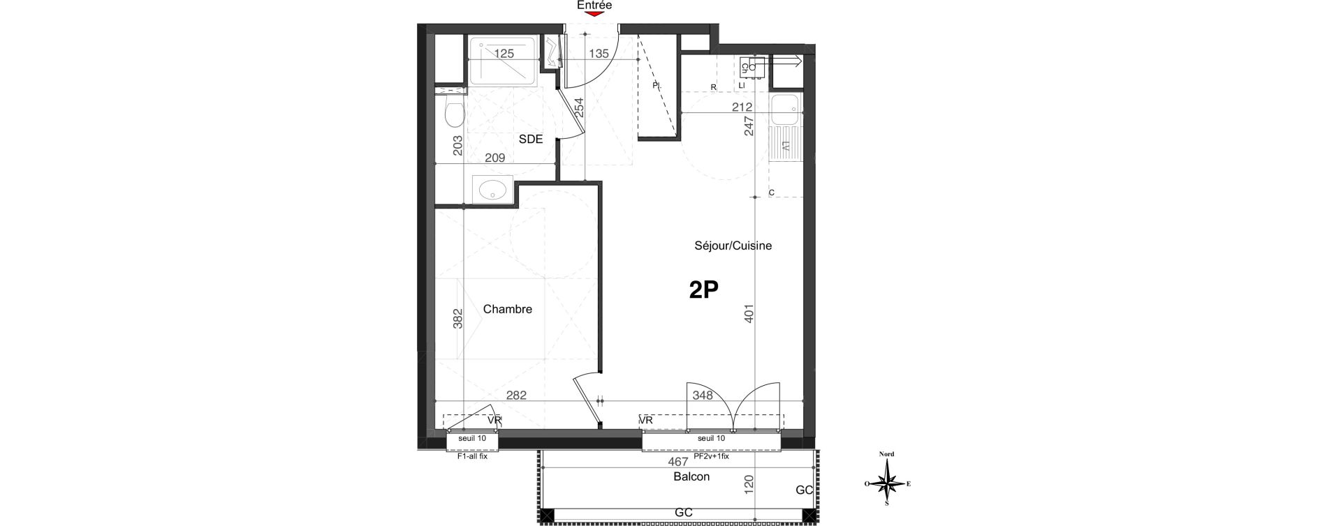 Appartement T2 de 40,82 m2 &agrave; Marly Centre
