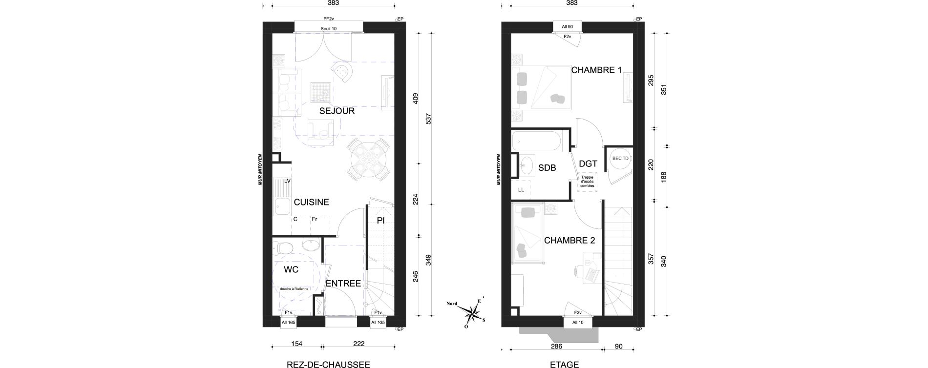 Maison T3 de 60,58 m2 &agrave; Marly Centre