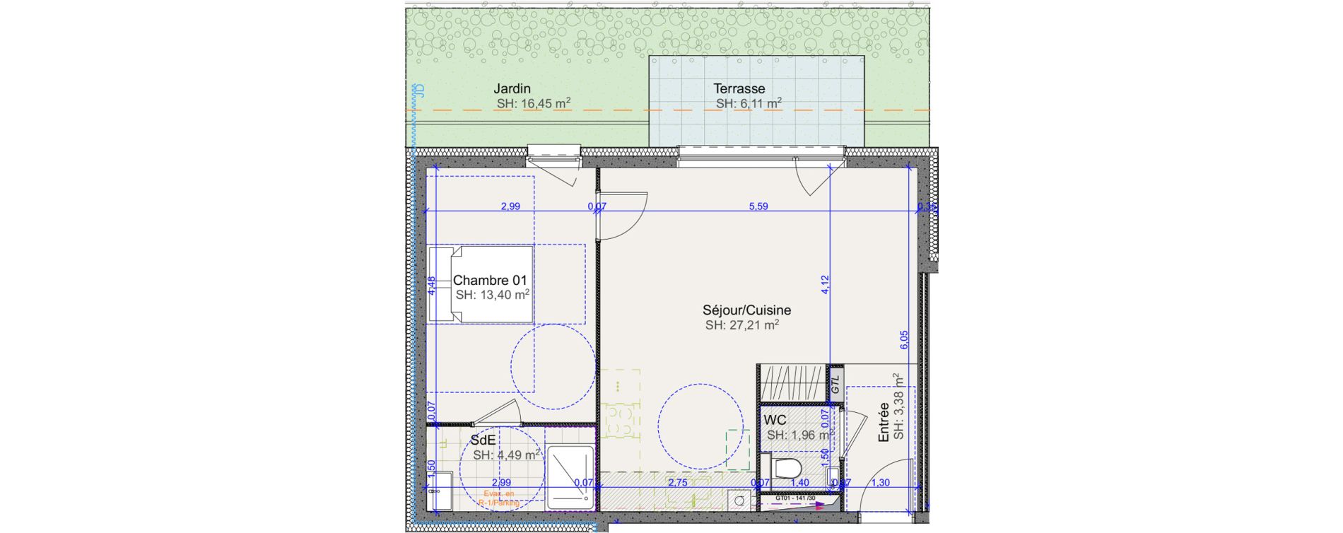 Appartement T2 de 50,44 m2 &agrave; Marly Centre