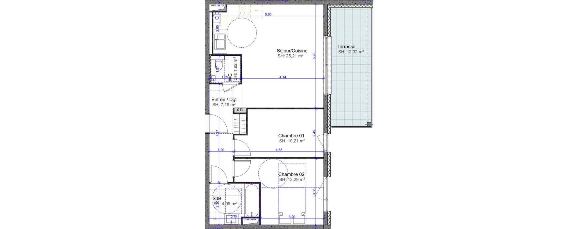 Appartement T3 de 61,77 m2 &agrave; Marly Centre