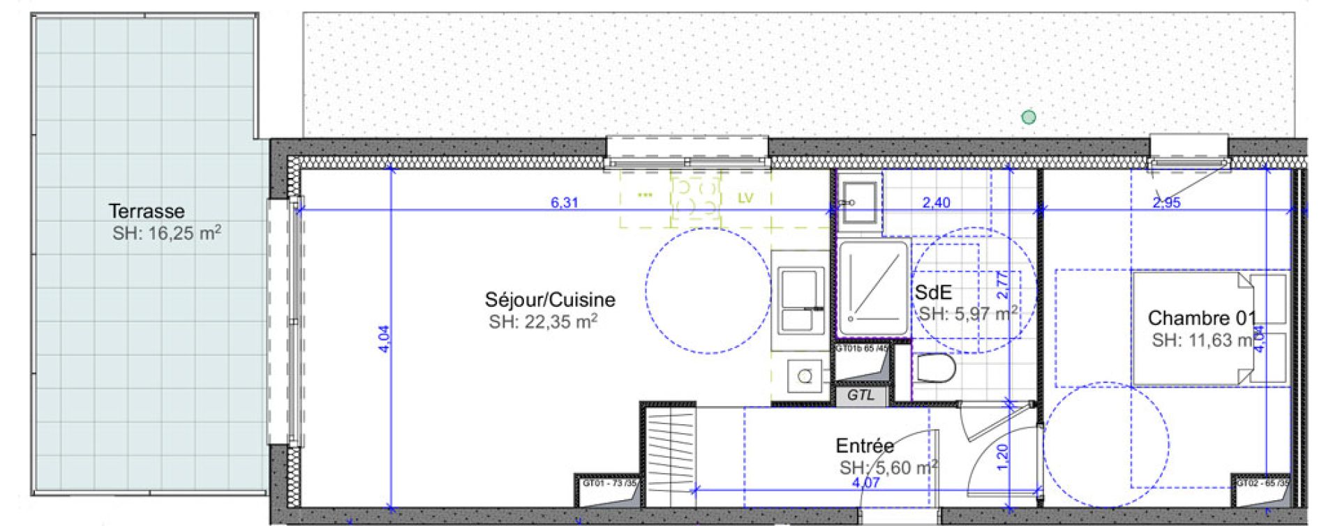 Appartement T2 de 45,55 m2 &agrave; Marly Centre