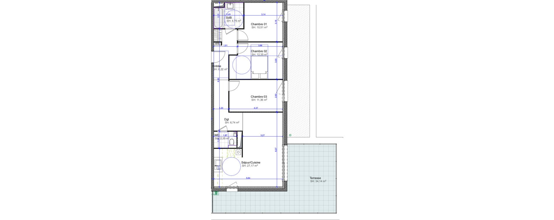 Appartement T4 de 81,46 m2 &agrave; Marly Centre