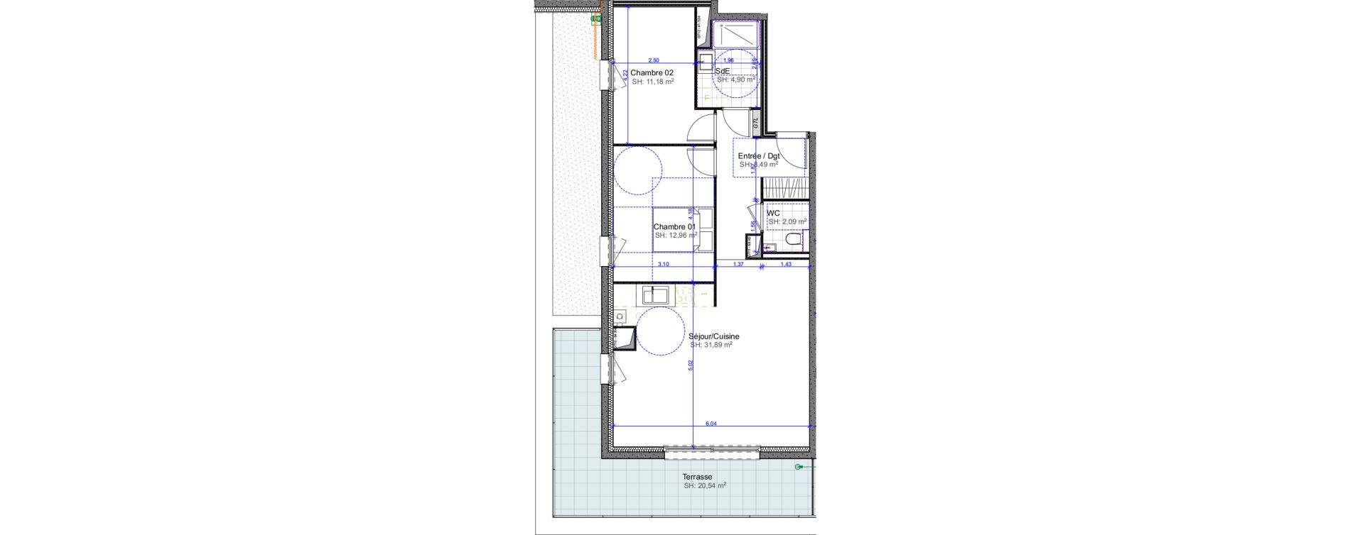 Appartement T3 de 71,51 m2 &agrave; Marly Centre