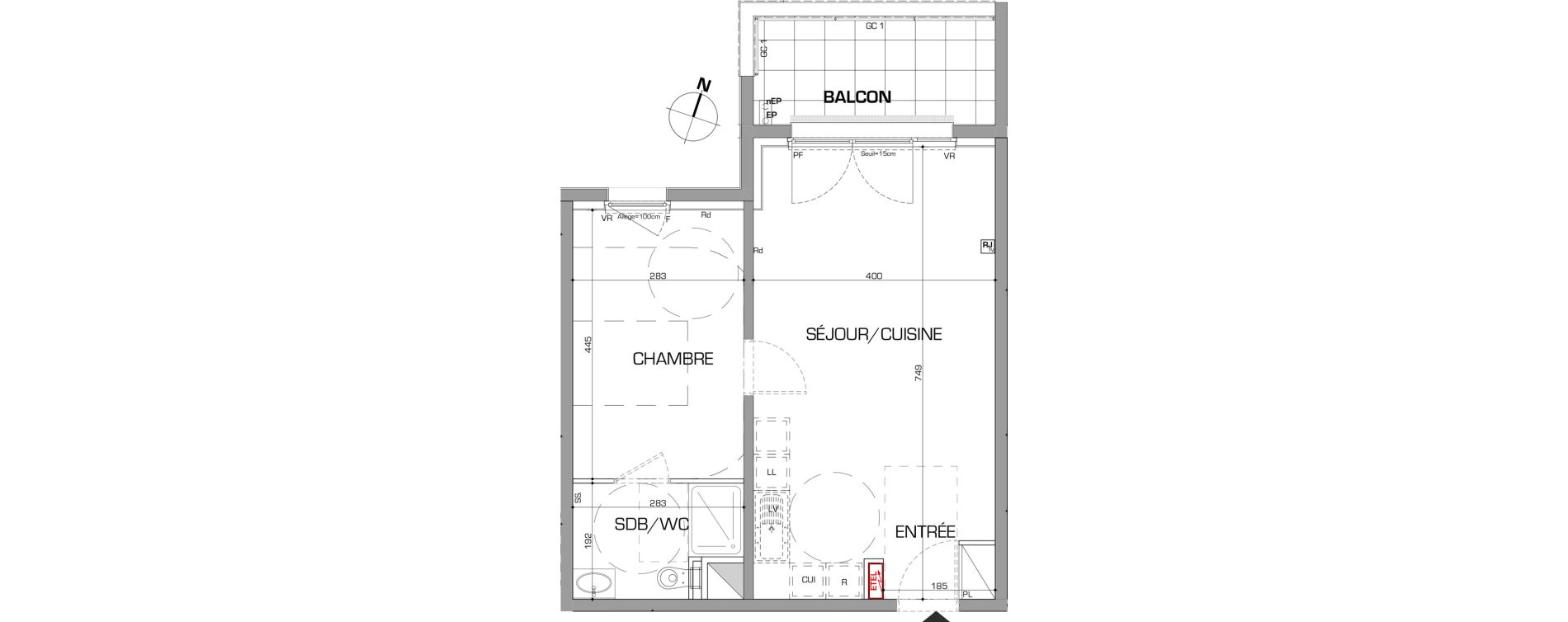 Appartement T2 de 46,93 m2 &agrave; Metz Planti&egrave;res - queuleu
