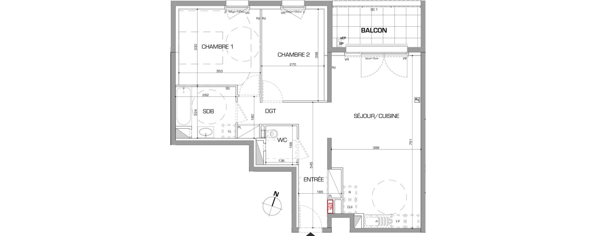 Appartement T3 de 69,02 m2 &agrave; Metz Planti&egrave;res - queuleu