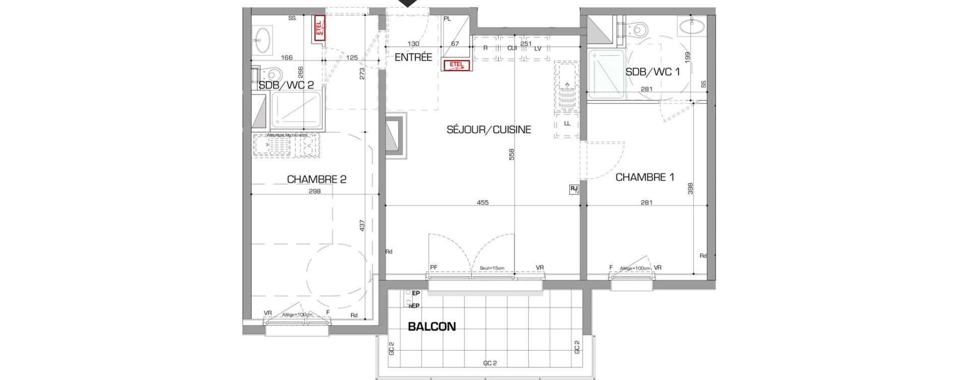Appartement T3 de 61,57 m2 &agrave; Metz Planti&egrave;res - queuleu