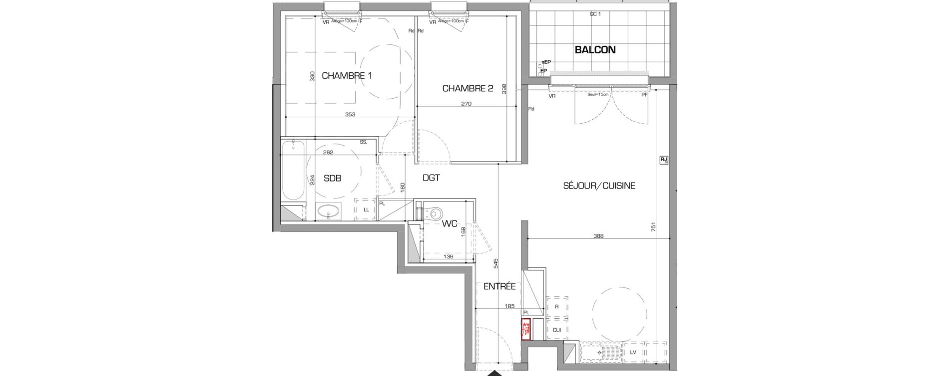 Appartement T3 de 69,02 m2 &agrave; Metz Planti&egrave;res - queuleu