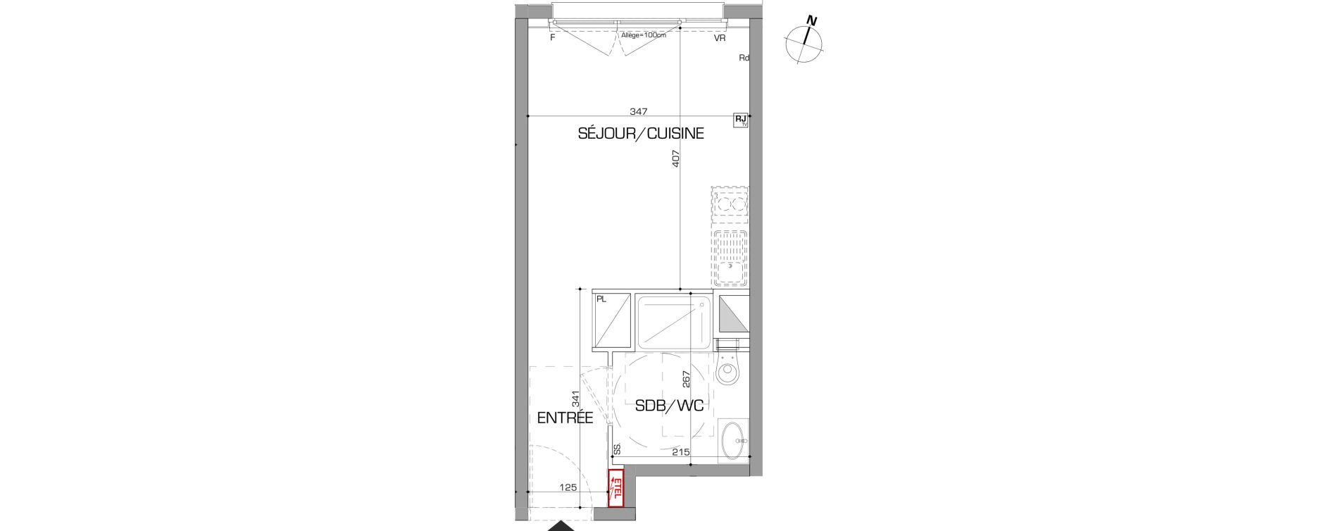 Appartement T1 de 23,53 m2 &agrave; Metz Planti&egrave;res - queuleu