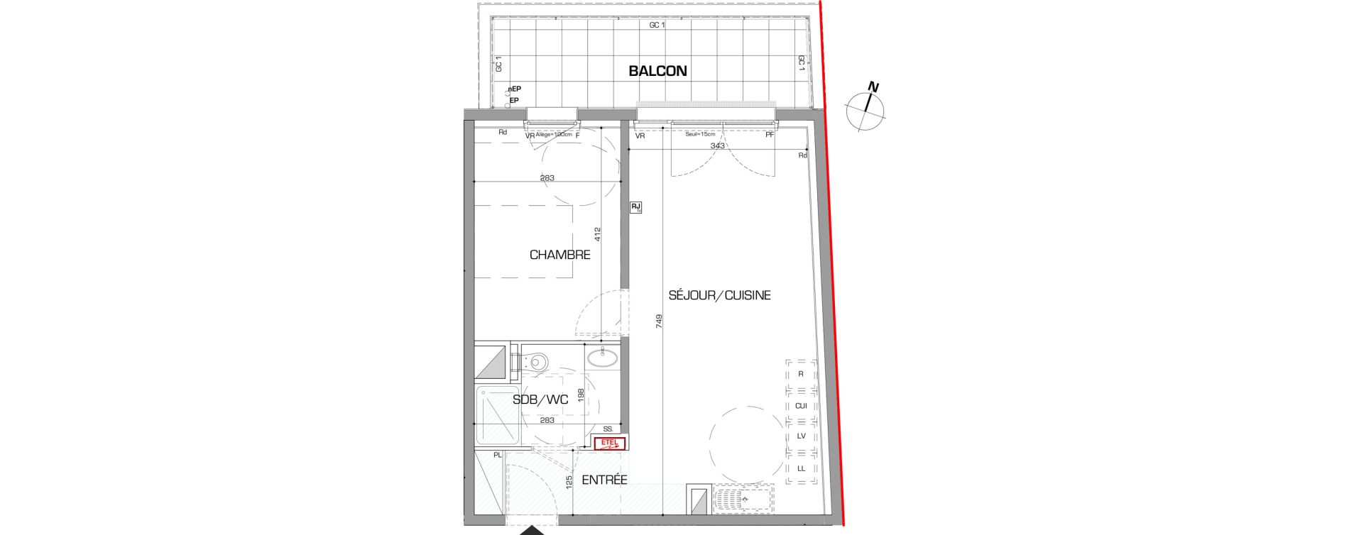 Appartement T2 de 46,82 m2 &agrave; Metz Planti&egrave;res - queuleu