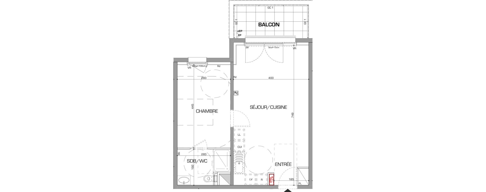Appartement T2 de 46,92 m2 &agrave; Metz Planti&egrave;res - queuleu