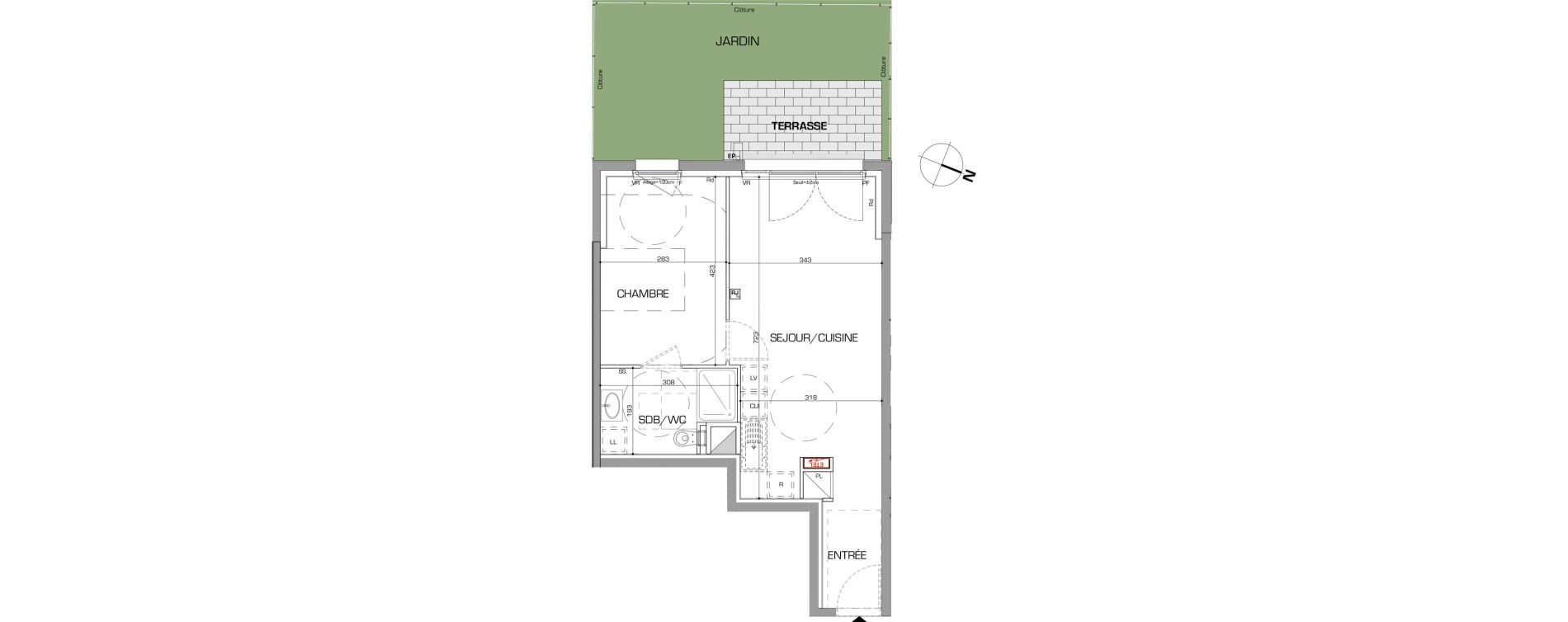 Appartement T2 de 43,81 m2 &agrave; Metz Planti&egrave;res - queuleu