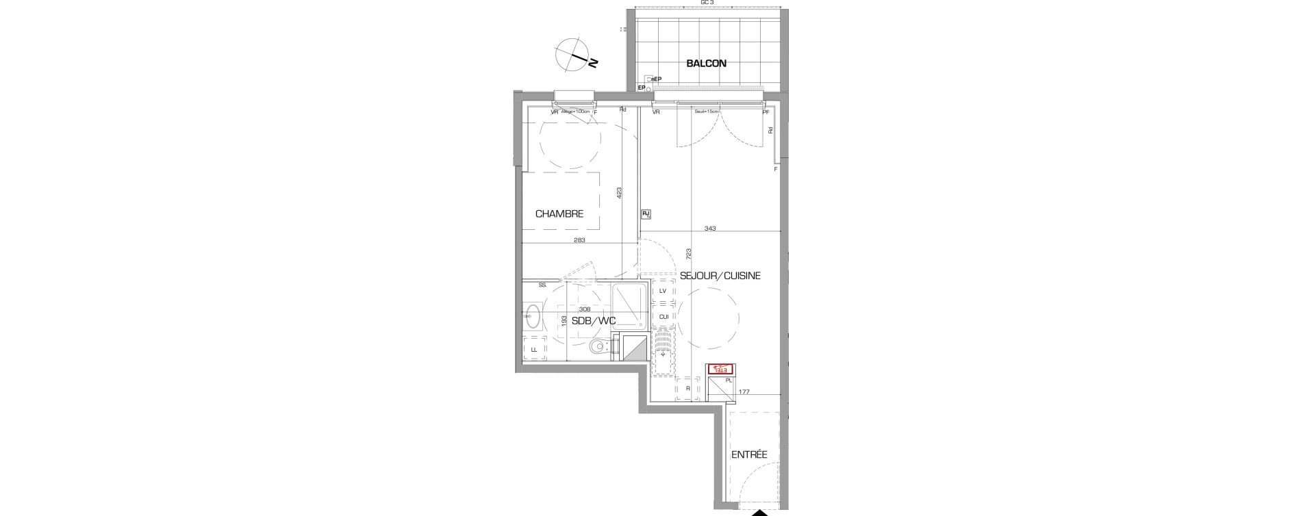 Appartement T2 de 43,81 m2 &agrave; Metz Planti&egrave;res - queuleu