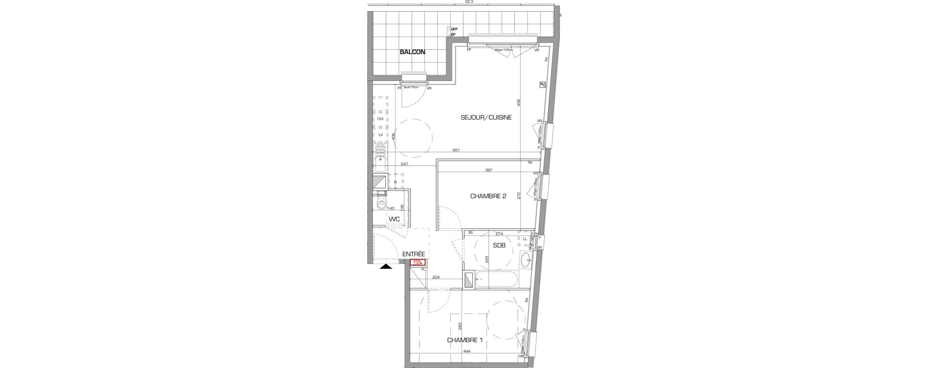 Appartement T3 de 65,59 m2 &agrave; Metz Planti&egrave;res - queuleu