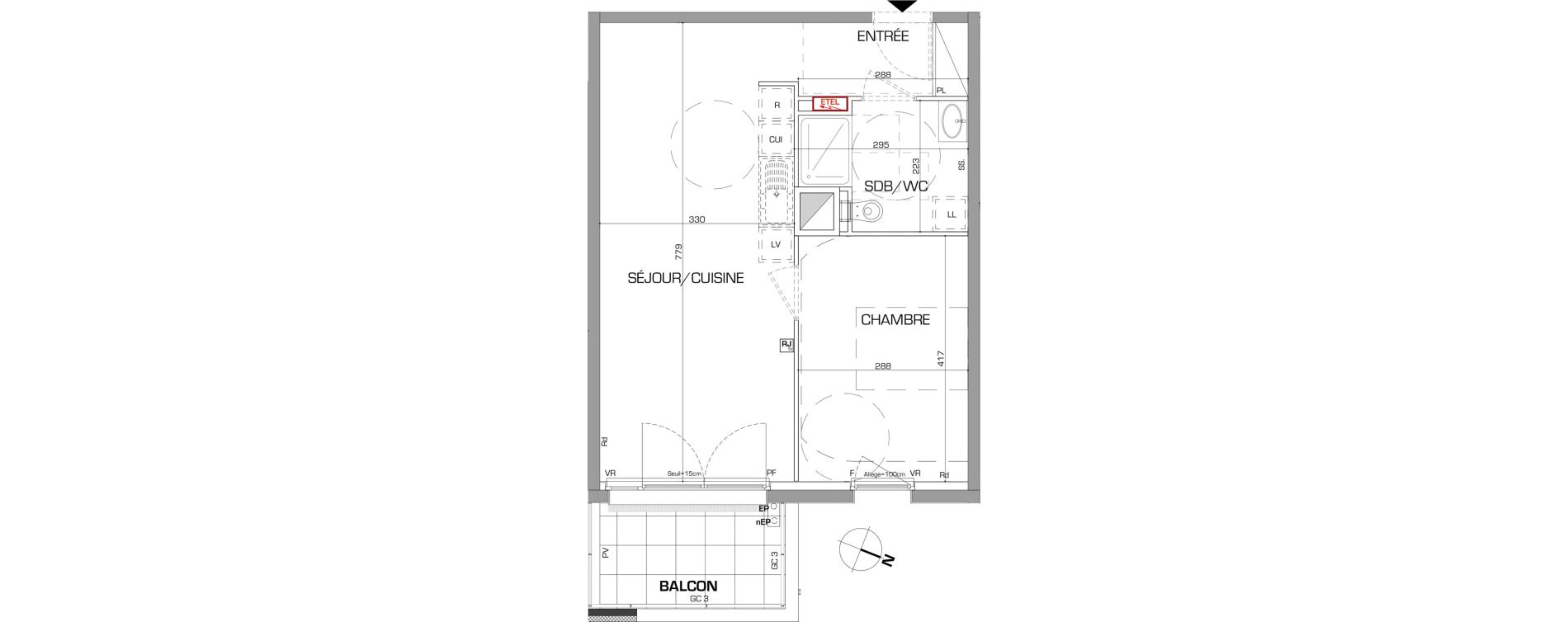 Appartement T2 de 46,82 m2 &agrave; Metz Planti&egrave;res - queuleu