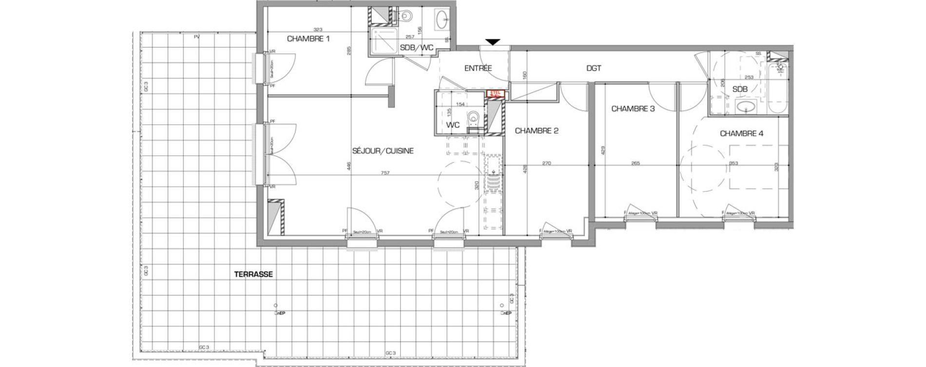 Appartement T5 de 98,43 m2 &agrave; Metz Planti&egrave;res - queuleu
