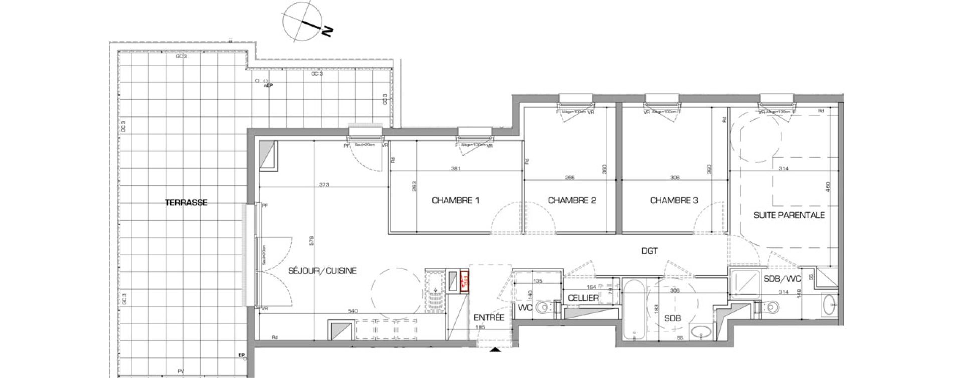 Appartement T5 de 95,67 m2 &agrave; Metz Planti&egrave;res - queuleu
