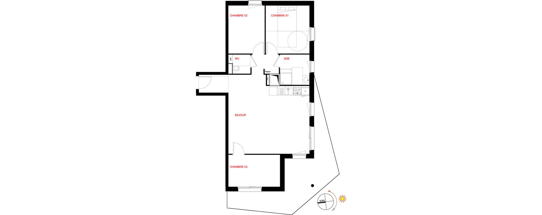 Appartement T4 de 76,67 m2 &agrave; Metz Planti&egrave;res - queuleu
