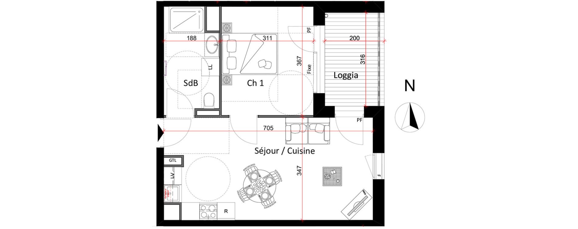 Appartement T2 de 41,48 m2 &agrave; Metz Bellecroix
